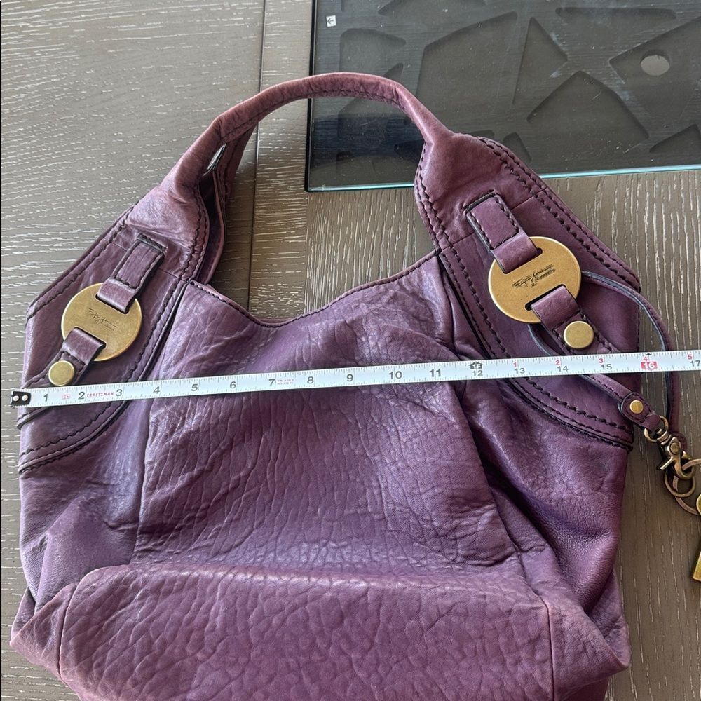 Fossil FIFTY FOUR VINTAGE Hobo Purple Plum Leather Handbag Shoulder Bag Slouchy - Picture 7 of 16